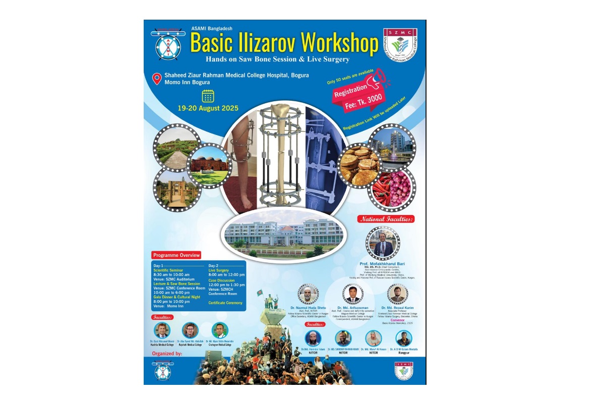 Basic Ilizarov Workshop on August 19–20, 2025, at SZMC Bogura